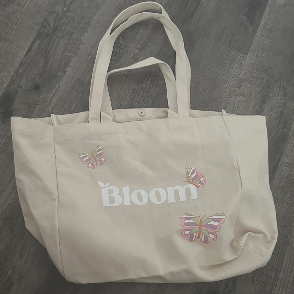 Bloom Cream Tote Bag with Butterfly Accents